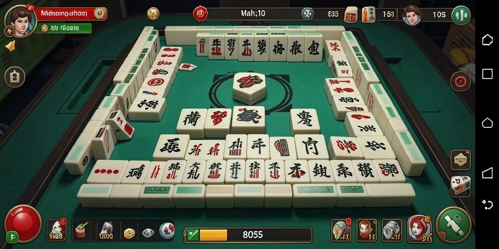 Gameplay Mahjong yang menarik di 8055 dengan grafis yang menawan.
