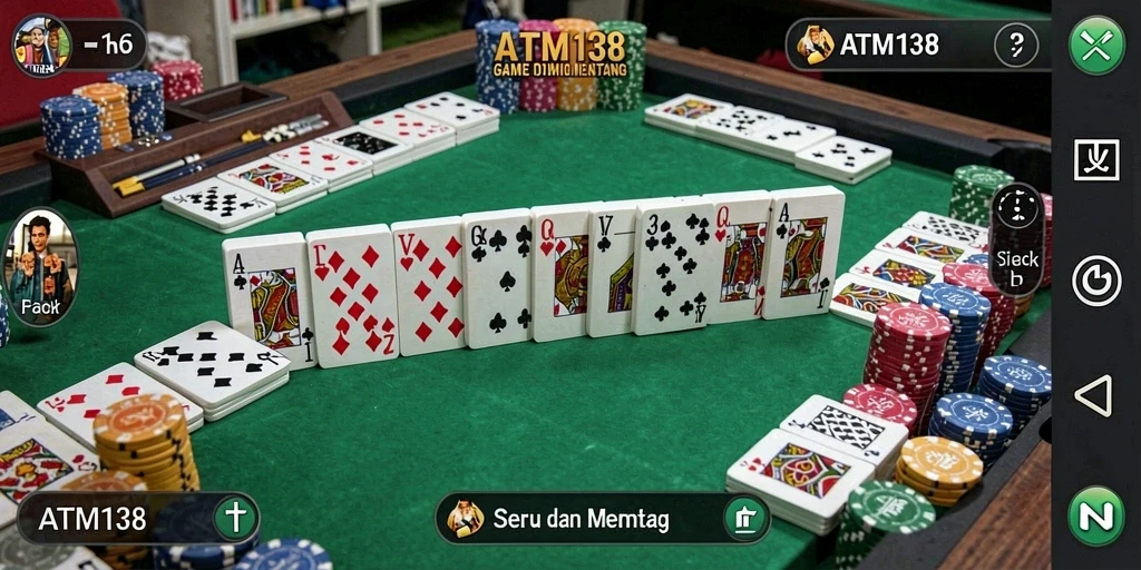 Screenshot utama ATM138 menunjukkan gameplay seru dalam permainan Domino.