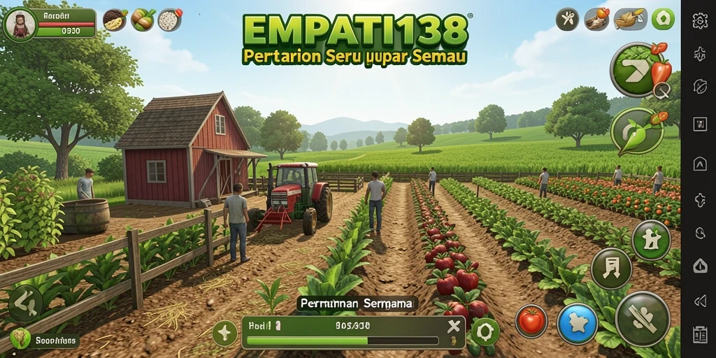Screenshot utama EMPATI138 menampilkan gameplay pertanian yang mengasyikkan dan penuh warna.