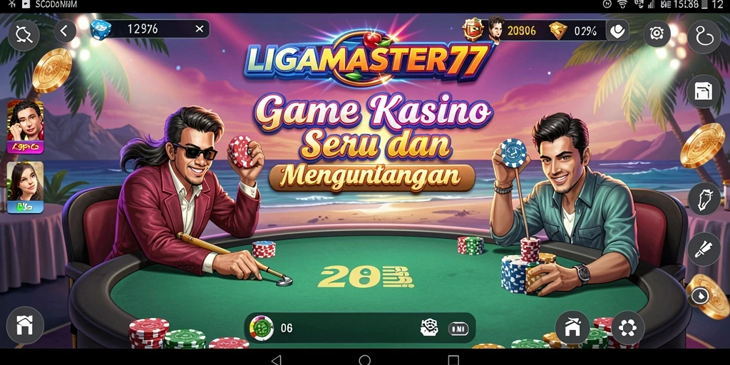 Screenshot permainan LIGAMASTER77 menampilkan gameplay Casino yang mendebarkan.