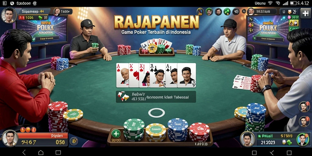 Tampilan gameplay RAJAPANEN yang seru dalam sesi poker.