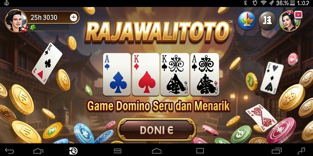 Screenshot utama RAJAWALITOTO yang menunjukkan gameplay Domino yang menarik.