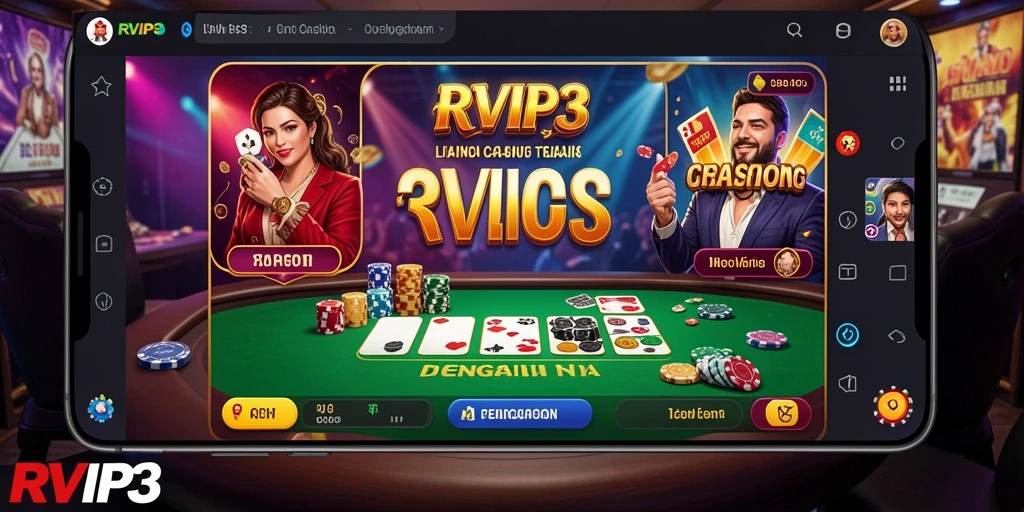 Tampilan gameplay Live Casino yang memukau dan interaktif di RVIP3.