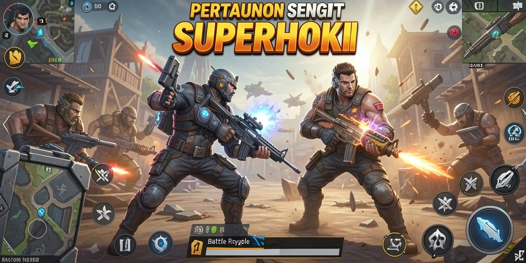 Tangkapan layar gameplay SUPERHOKI yang mendebarkan di arena Battle Royale.