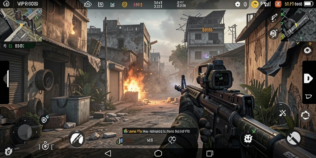 Screenshot utama VIP805 menampilkan aksi gameplay FPS yang mendebarkan.