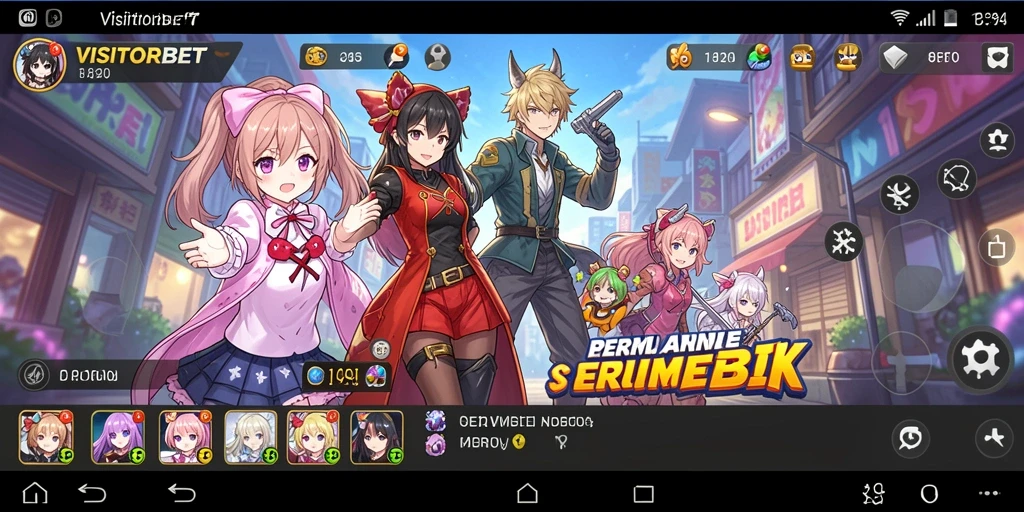 Screenshot gameplay VISITORBET menunjukkan pertarungan seru dengan karakter Anime.