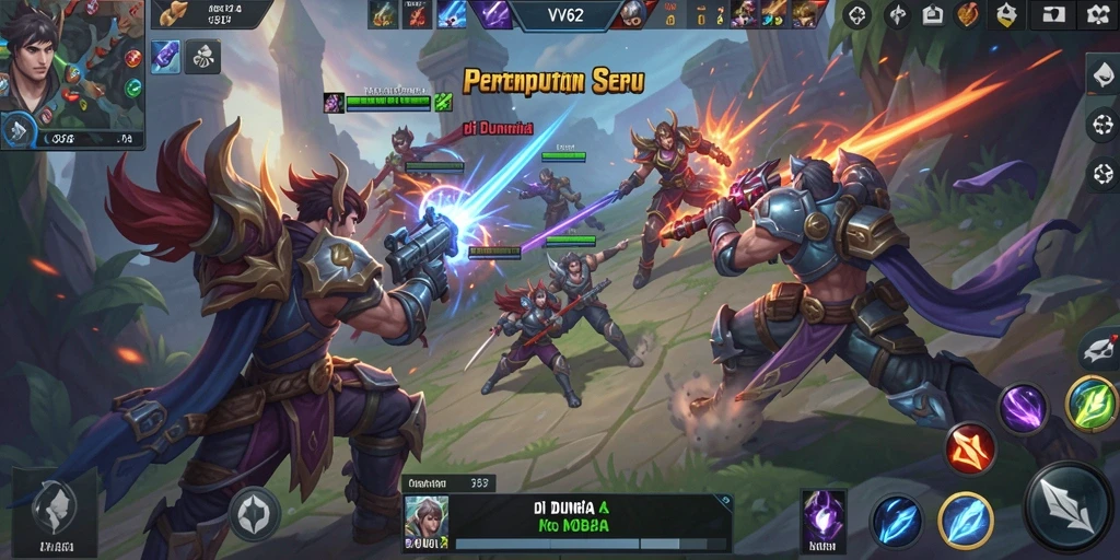Tampilan gameplay seru dari VV62 dalam pertempuran MOBA.