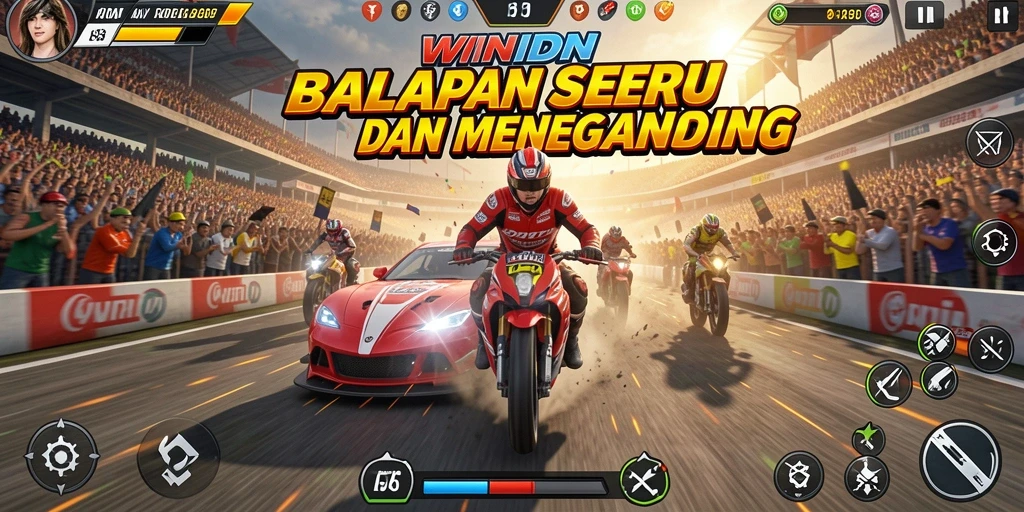 Screenshot gameplay <strong>WINIDN</strong> menampilkan balapan yang seru dan intens.