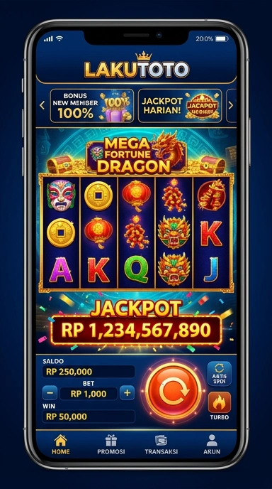 Tampilan antarmuka utama aplikasi lakutoto.